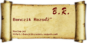 Benczik Rezső névjegykártya
